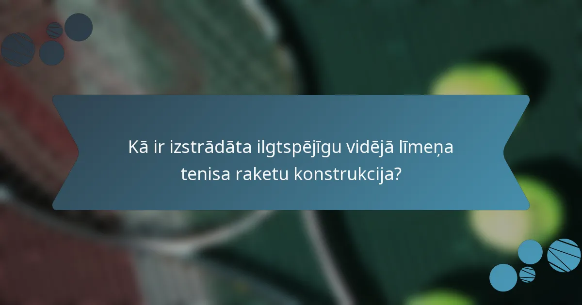 Kā ir izstrādāta ilgtspējīgu vidējā līmeņa tenisa raketu konstrukcija?