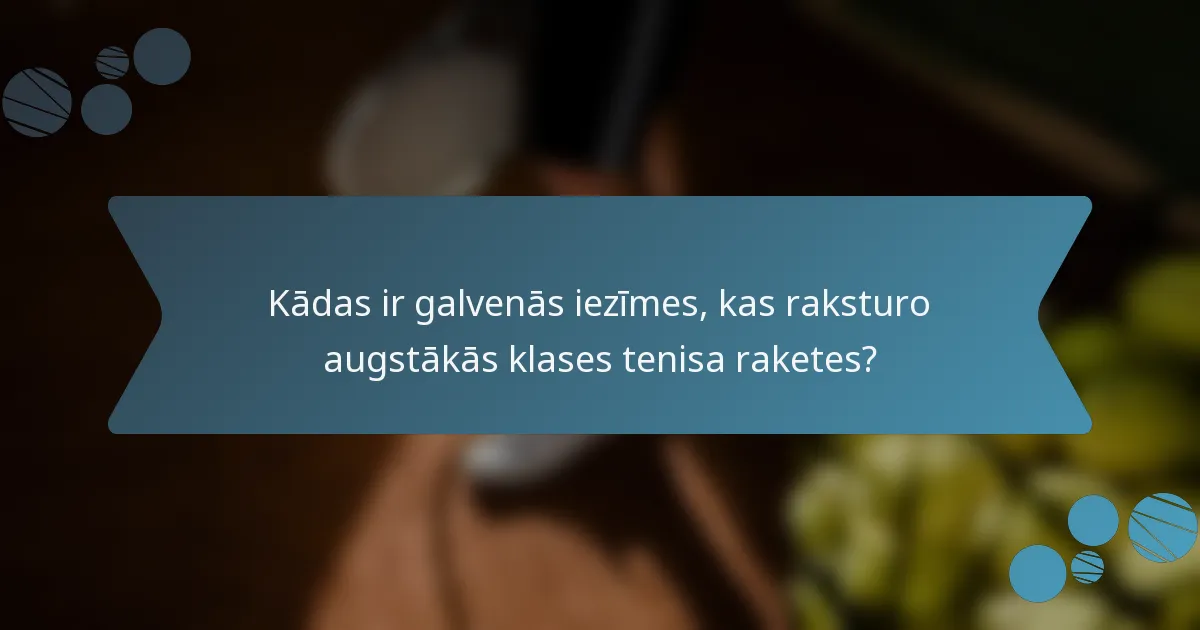 Kādas ir galvenās iezīmes, kas raksturo augstākās klases tenisa raketes?