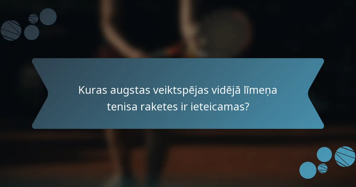 Kuras augstas veiktspējas vidējā līmeņa tenisa raketes ir ieteicamas?
