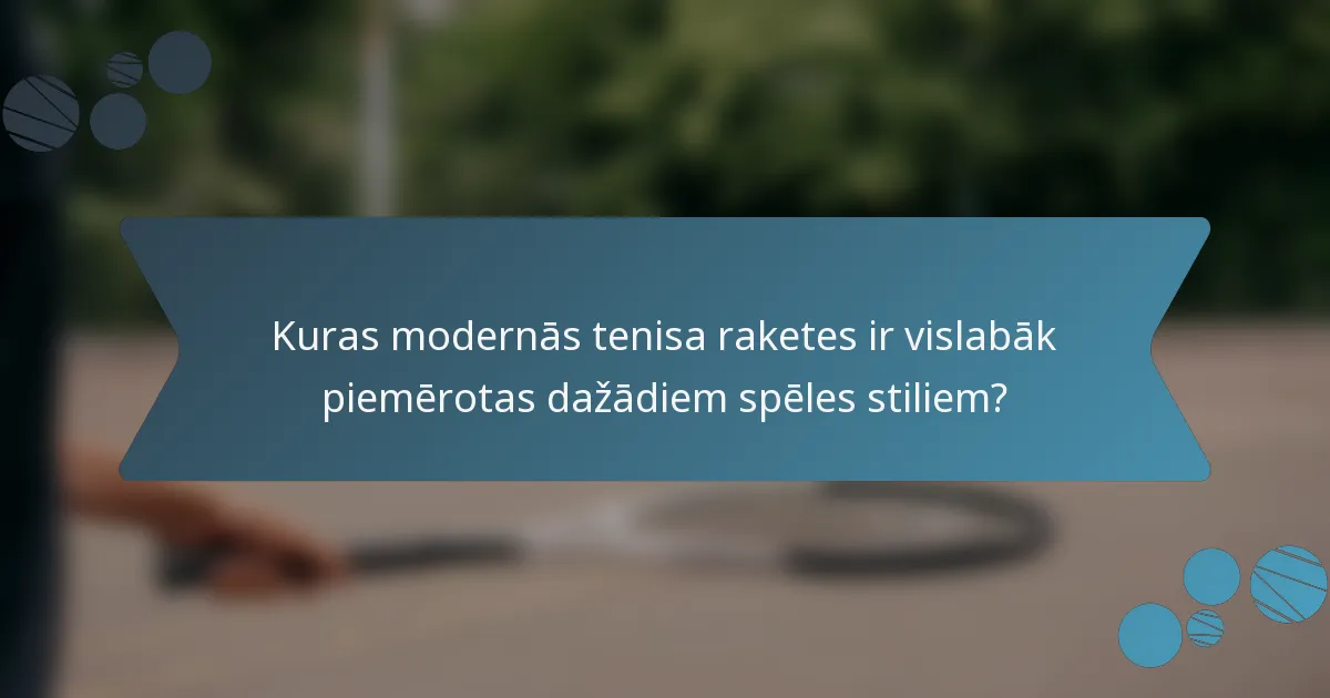 Kuras modernās tenisa raketes ir vislabāk piemērotas dažādiem spēles stiliem?