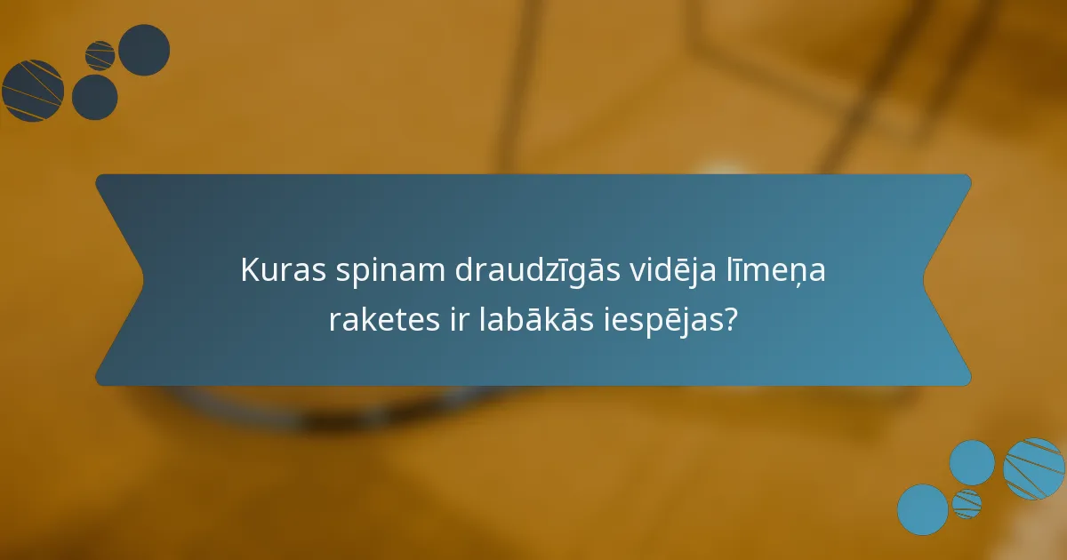 Kuras spinam draudzīgās vidēja līmeņa raketes ir labākās iespējas?